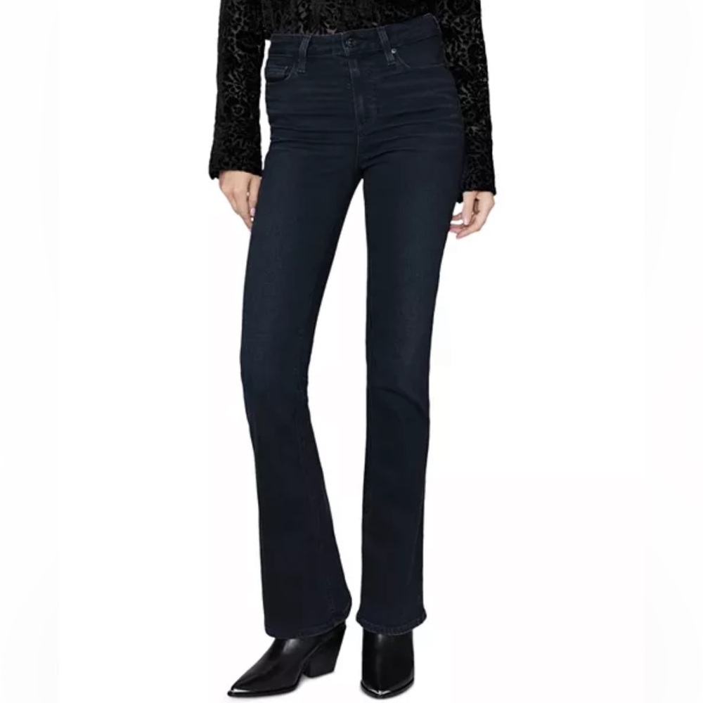 PAIGE Laurel Canyon High Rise Flare Jeans in Black Willow Size 27
